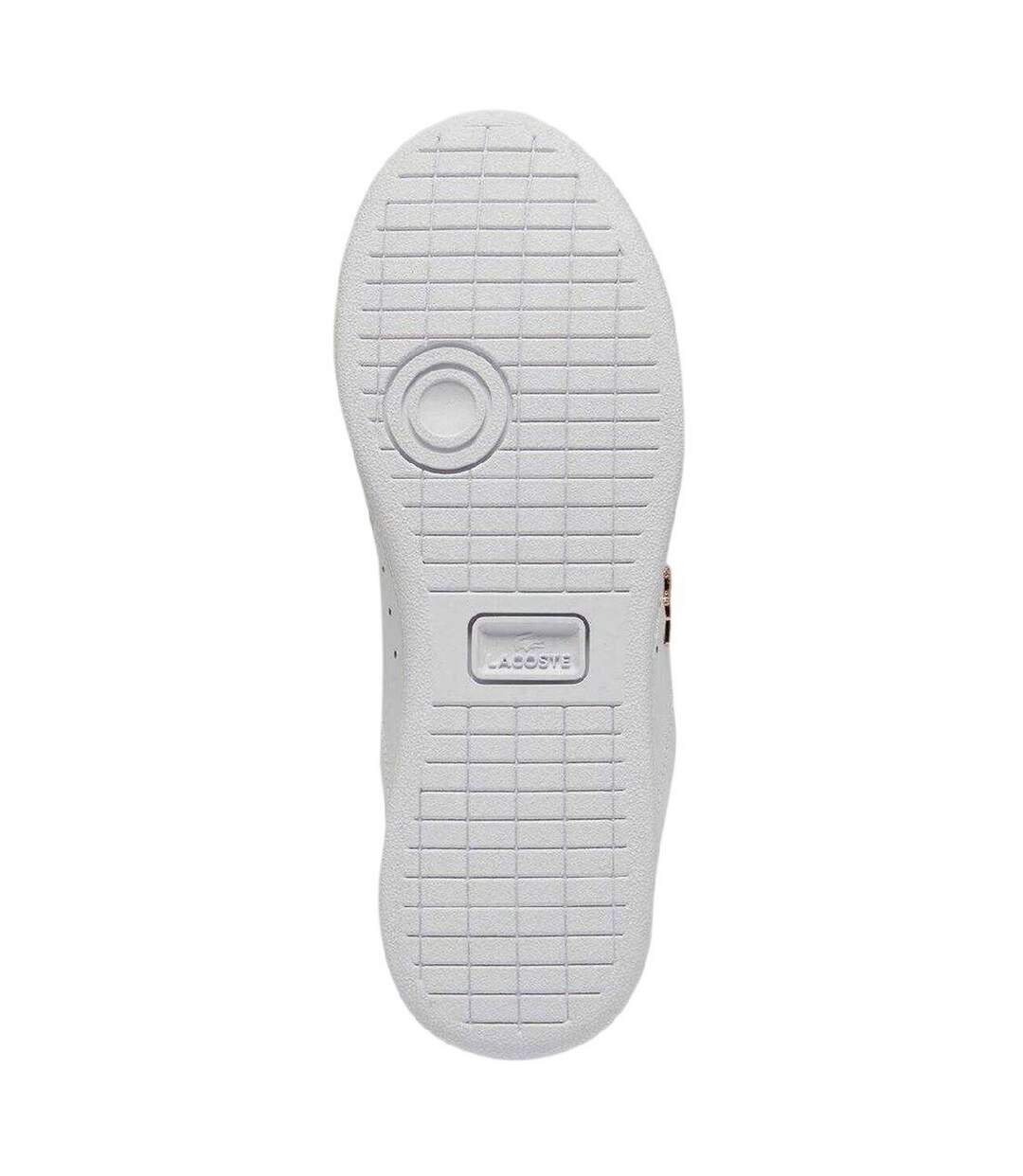 Womens/ladies Carnaby Leather Flat Trainers White Light Pink Lacoste-3