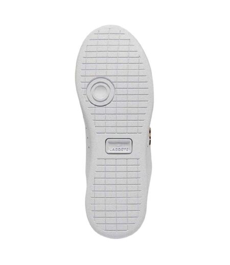Womens/ladies Carnaby Leather Flat Trainers White Light Pink Lacoste