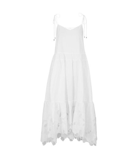 Robe Longue Motif/style Broderie Femme Blanc Imprimé Boss