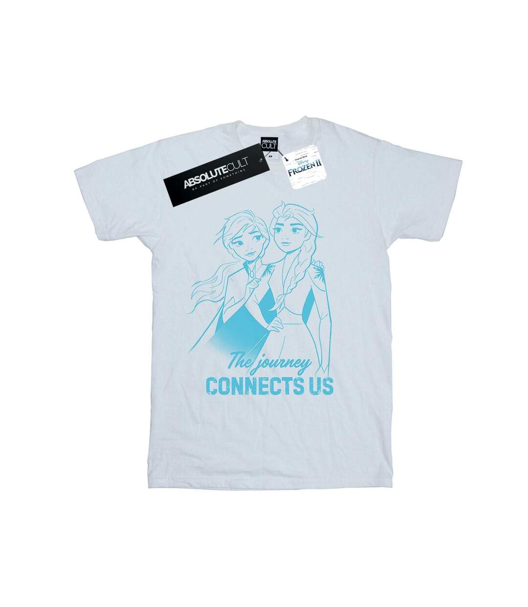 Disney Womens/Ladies Frozen 2 Elsa and Anna The Journey Connects Us Coton Boyfriend T-Shirt (Blanc) - UTBI24432-1