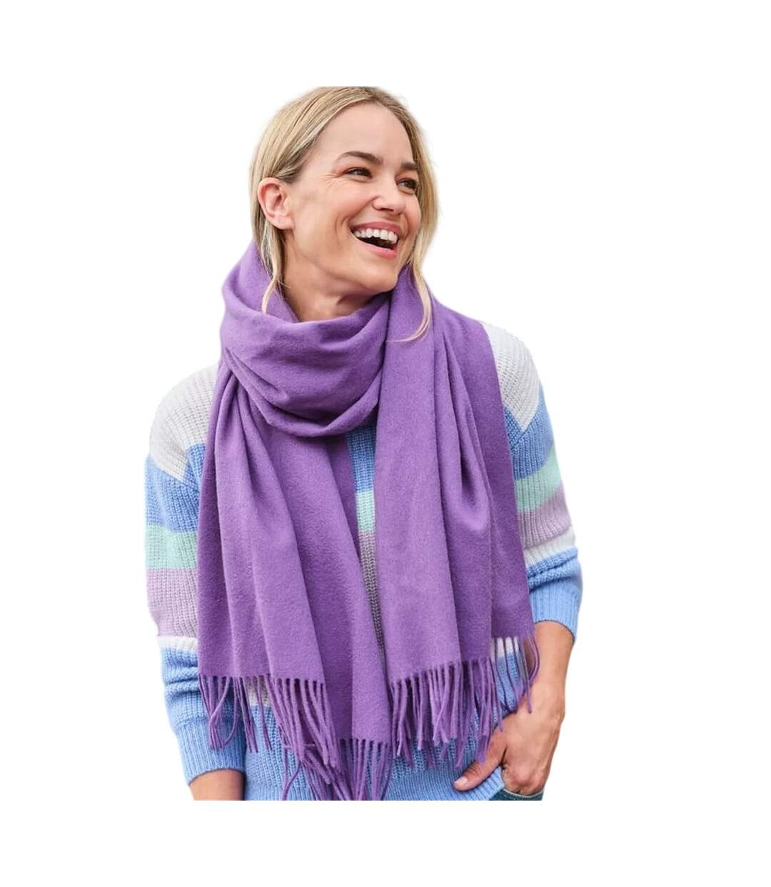 Wide Wool Scarf One Size Grape WoolOvers-1