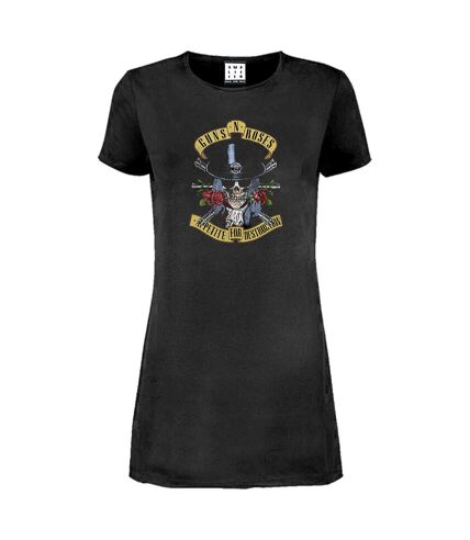 Amplified Womens/Ladies Top Hat Skull Guns N Roses T-Shirt Dress (Charcoal)