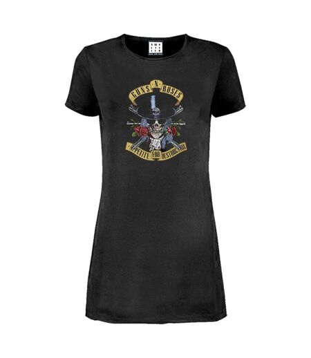 Amplified Womens/Ladies Top Hat Skull Guns N Roses T-Shirt Dress (Charcoal) - UTGD962