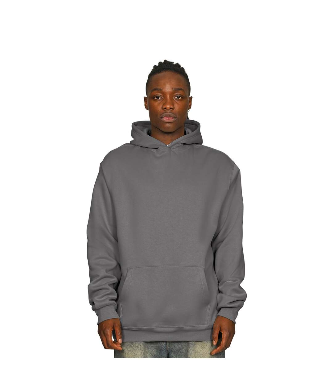 Mens Ringspun Cotton Tall Oversized Hoodie Charcoal Casual Classics-1