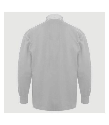 Front Row Long Sleeve Classic Rugby Polo Shirt (White/White)