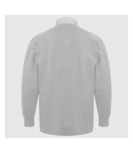 Front Row Long Sleeve Classic Rugby Polo Shirt (White/White) - UTRW478