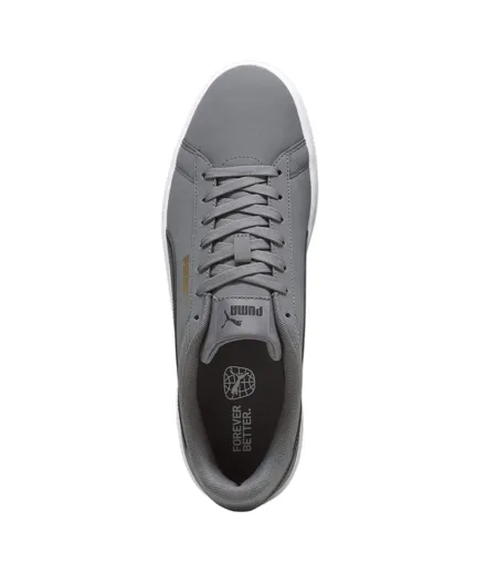Mens Smash 3.0 Synthetic Nubuck Low Flat Trainers Grey Black White Puma