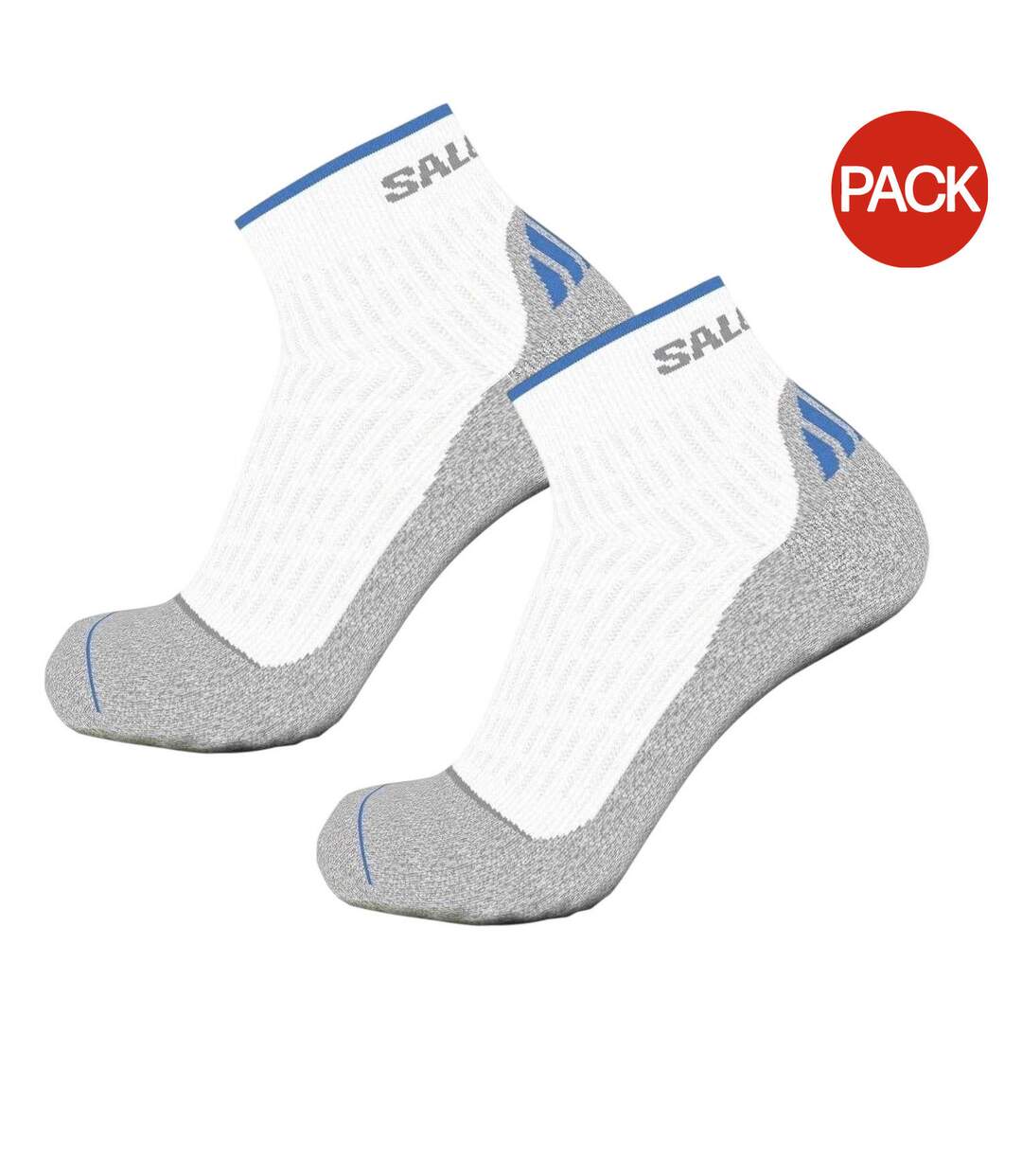 Lot De 2  Socquettes Course À Pied Ultra Quarter Homme Blanc Gris Salomon-1