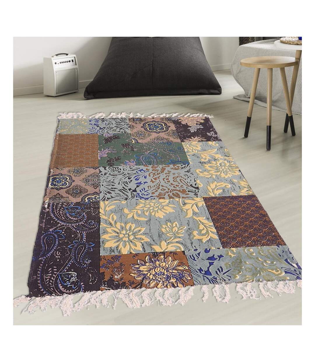 Tapis kilim fait à la main en coton BLUE FLOREA-2