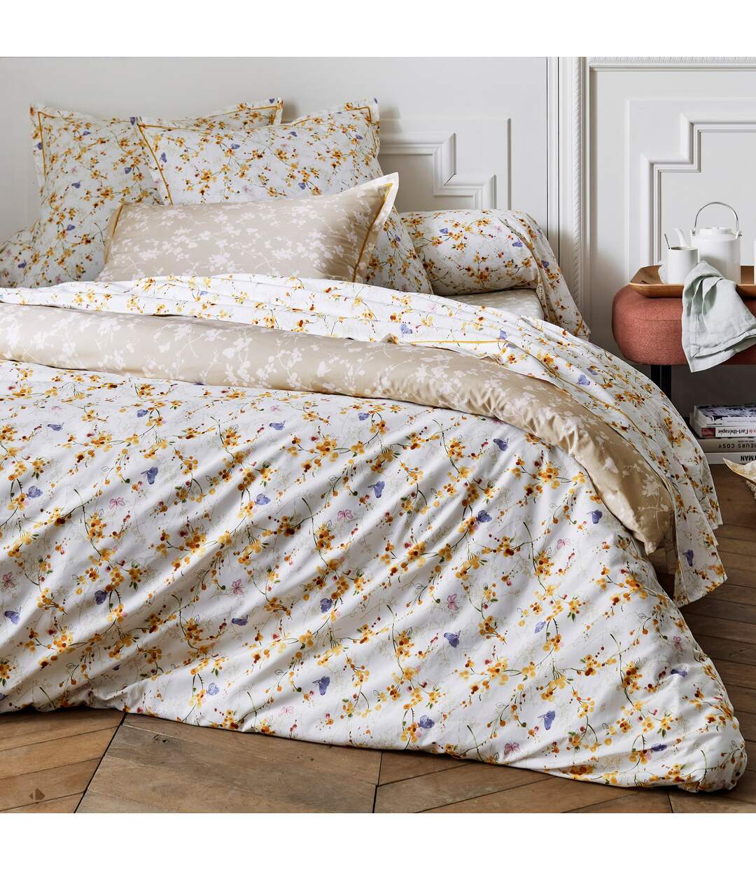 Drap housse imprimé percale de coton BEL AMOUR Bonnet de 40 cm