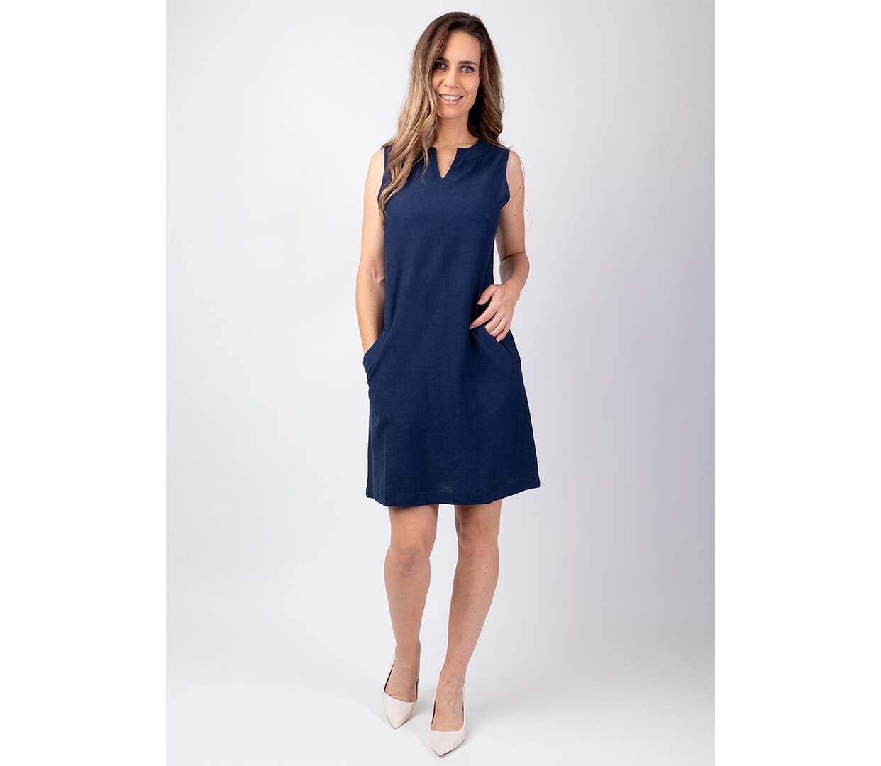 Robe courte en coton mélangé ONDINE coupe droite Coton Du Monde-2