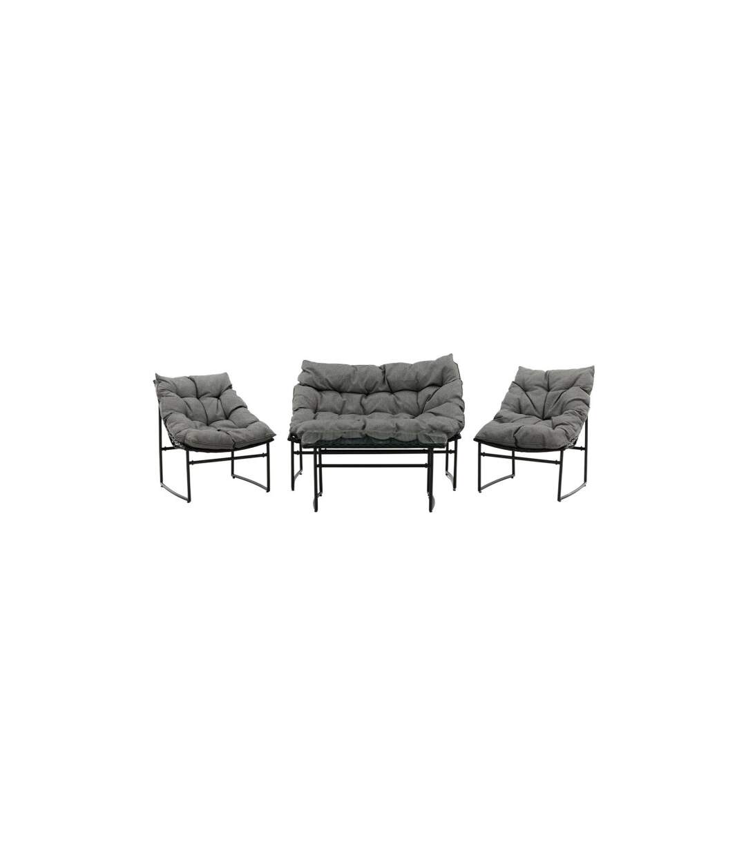 Salon de Jardin en Métal Tina 117cm Noir-1