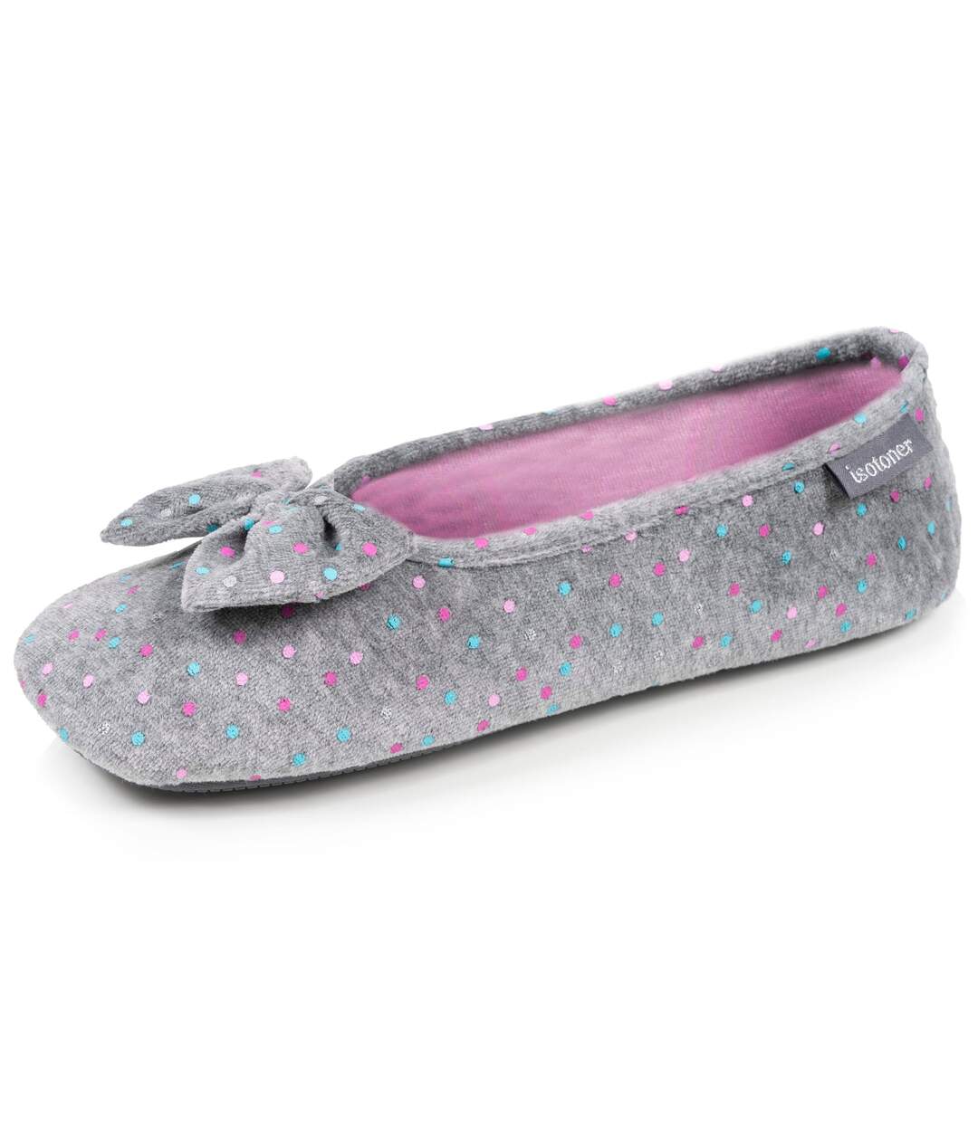 Isotoner Chaussons Ballerines femme velours semelle ultra souple mousse à mémoire forme-1
