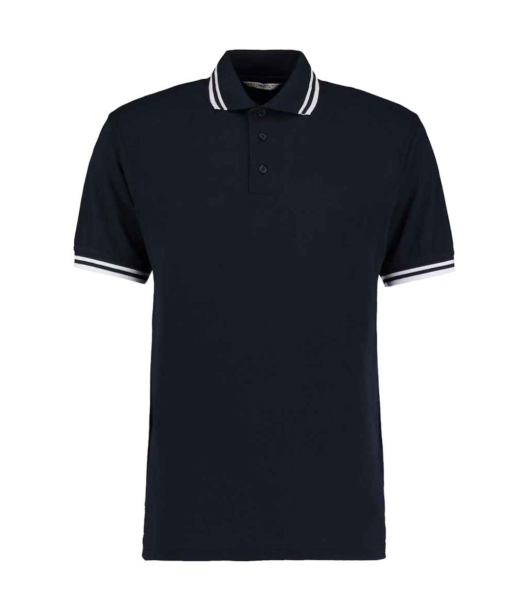 Polo Motif/style Rayure Contrastée Sur Bord Homme Bleu Marine Blanc Kustom Kit-1