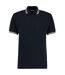 Polo Motif/style Rayure Contrastée Sur Bord Homme Bleu Marine Blanc Kustom Kit-1