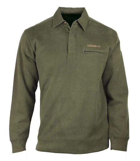 Sweat-shirt Col Polo Homme Ledertys Kaki LY0609