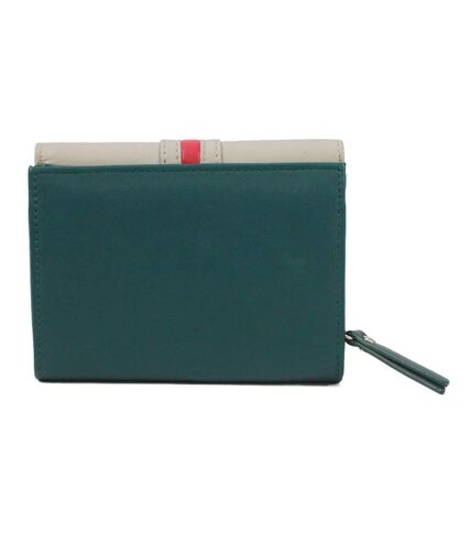 Eastern Counties Leather Casey Contrast Panel Leather Coin Purse (Teal/Ivory) (One Size)