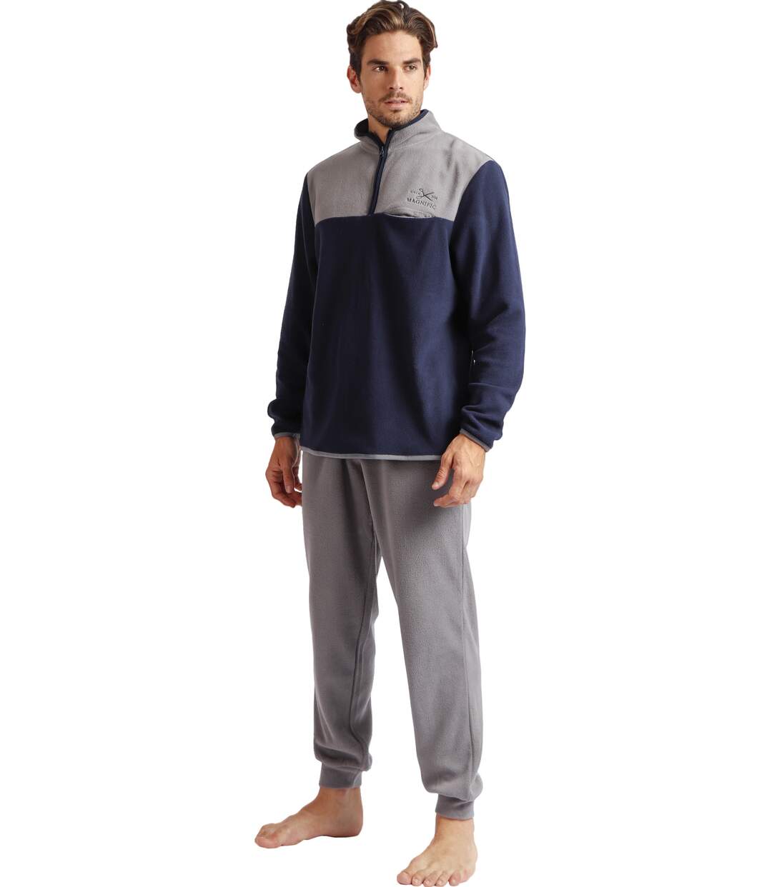 Pyjama micropolaire tenue d'intérieur pantalon et haut Sport Admas-2