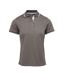 Womens/ladies coolchecker contrast pique polo shirt dark grey/silver Premier