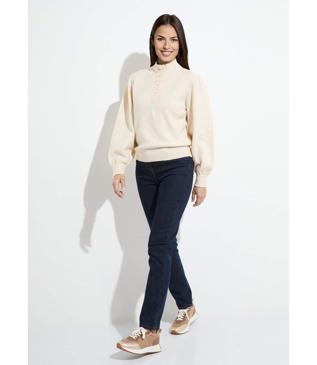 Pull chaud col montant boutonné-3
