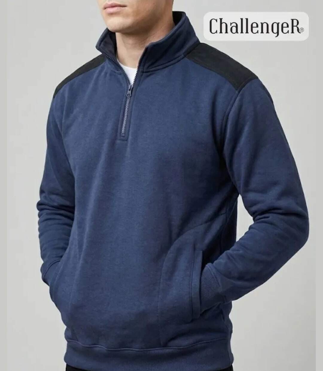 CHALLENGER PIERRO2 — Sweat molleton col camionneur bleu : chaleur et résistance optimale-4