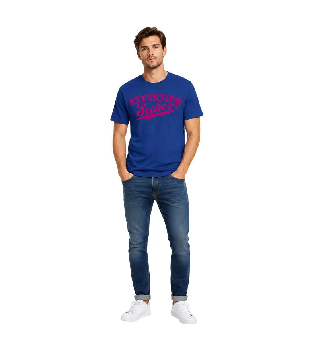 T-shirt Attention Seeker Homme Bleu AWD-1
