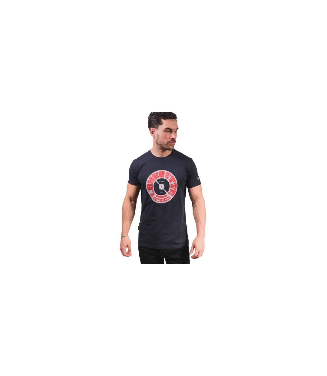 T-shirt Style Disque Vinyle Homme Bleu Marine Lambretta-1