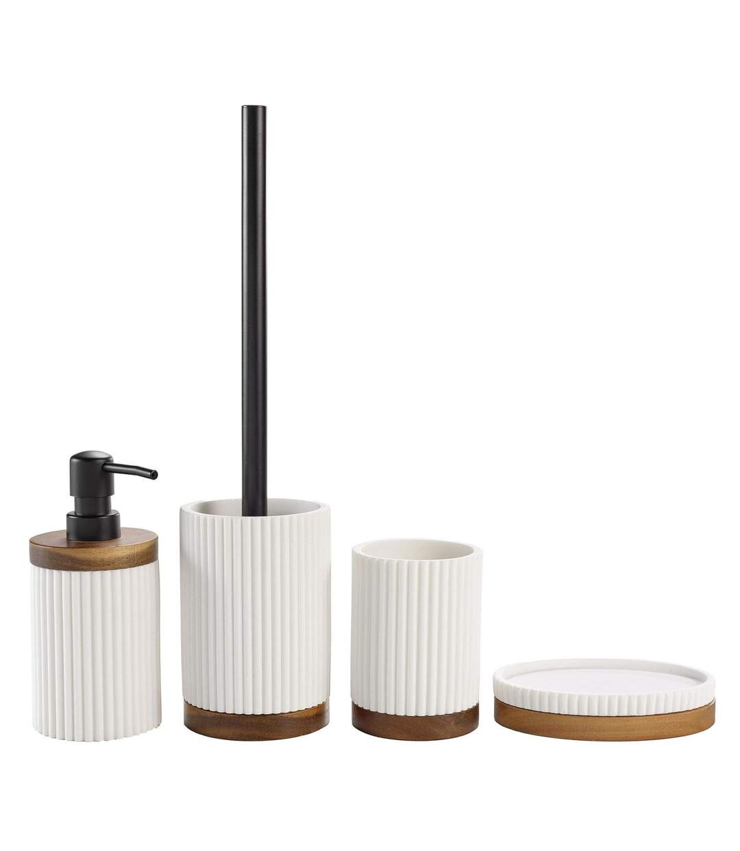 Porte savon Hamilton effet pierre et acacia - Blanc-3
