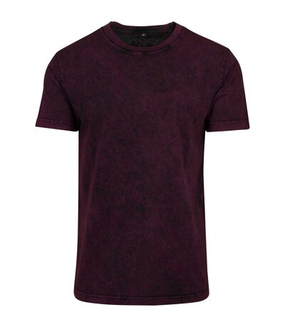 Build Your Brand Mens Acid Washed Tee (Berry/Black) - UTRW6245