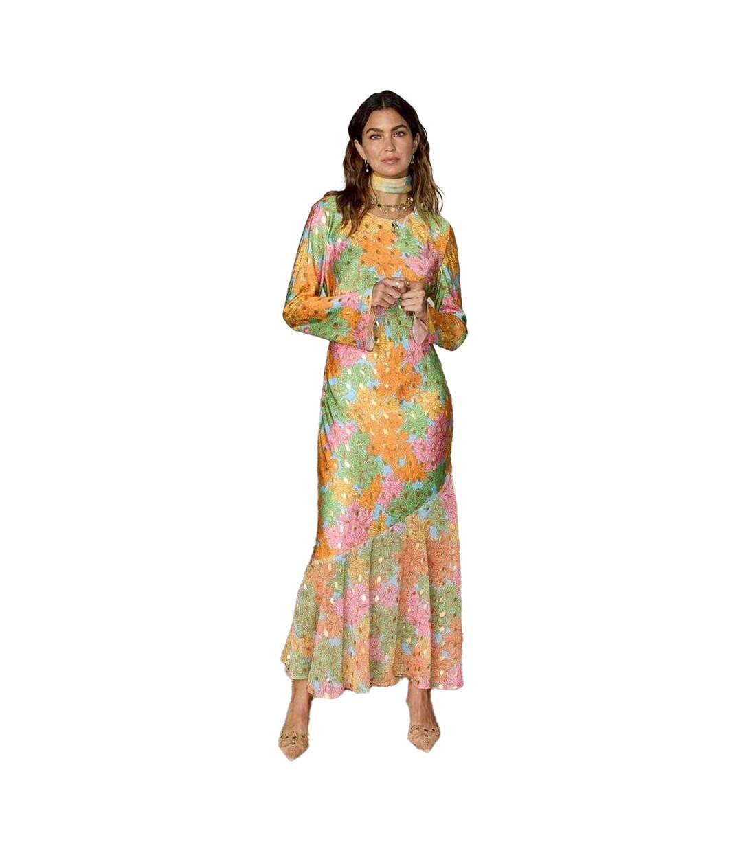 Robe Longue Motif/style Floral Femme Jaune Or Never Fully Dressed-1