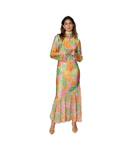 Robe Longue Motif/style Floral Femme Jaune Or Never Fully Dressed