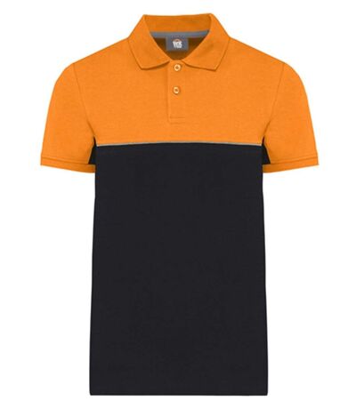 Polo de travail bicolore - Unisexe - WK210 - noir et orange