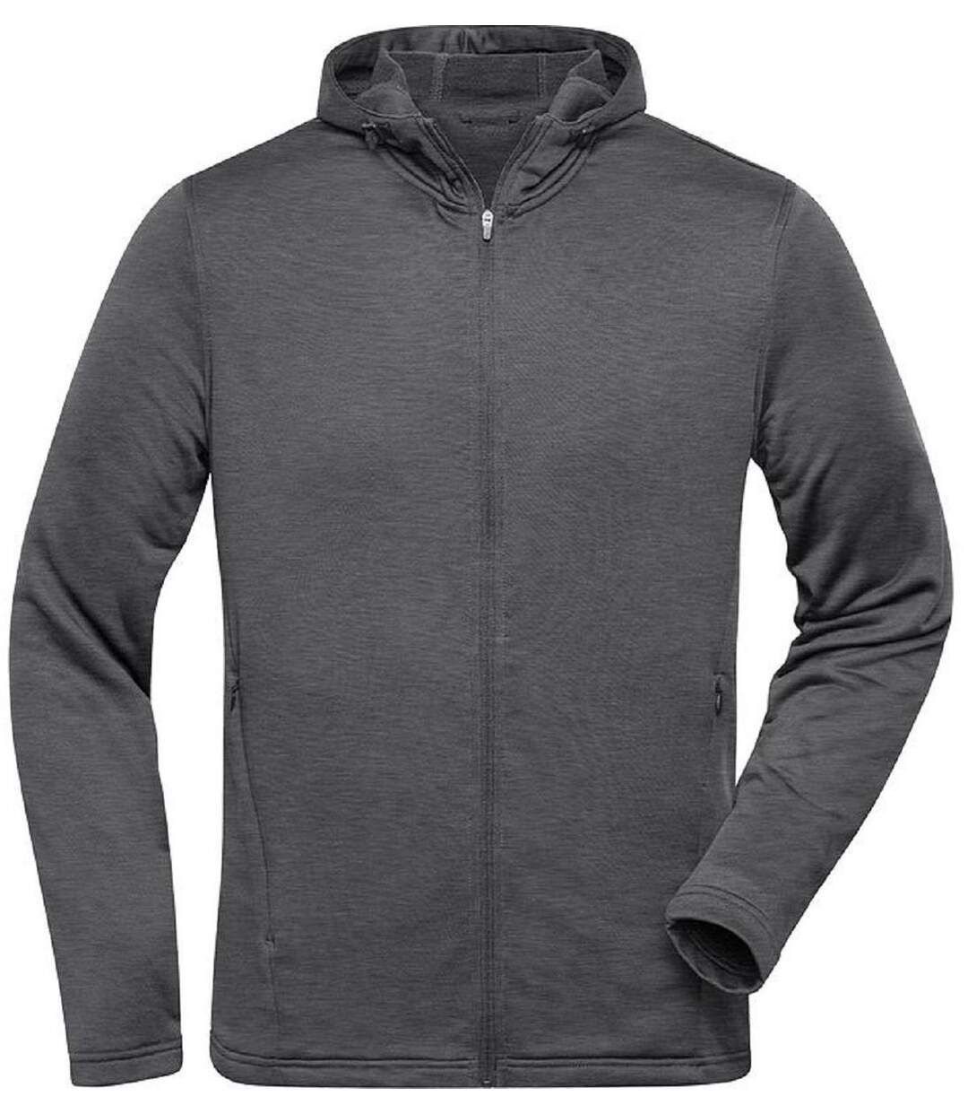 Sweat shirt à capuche - Homme - JN532 - gris foncé mélange