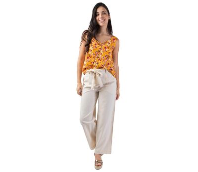 Top femme en viscose jaune IVANOE sans manches Coton Du Monde