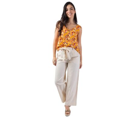 Top femme en viscose jaune IVANOE sans manches Coton Du Monde