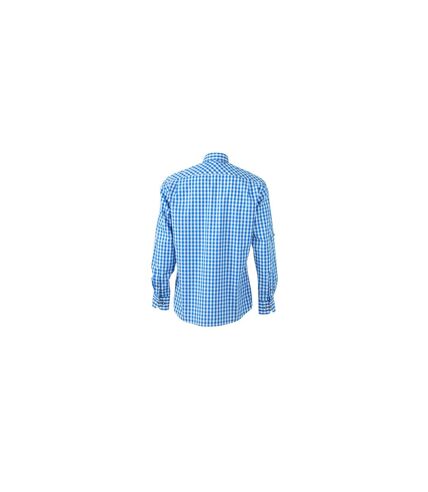 chemise manches longues à carreaux - JN638 - HOMME - bleu royal et blanc
