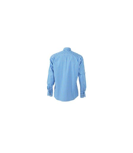 chemise manches longues à carreaux - JN638 - HOMME - bleu royal et blanc