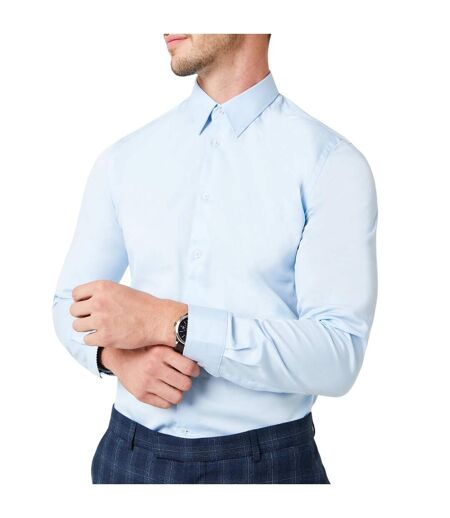 Mens Islass Slim Long-sleeved Shirt Ice Blue Ted Baker