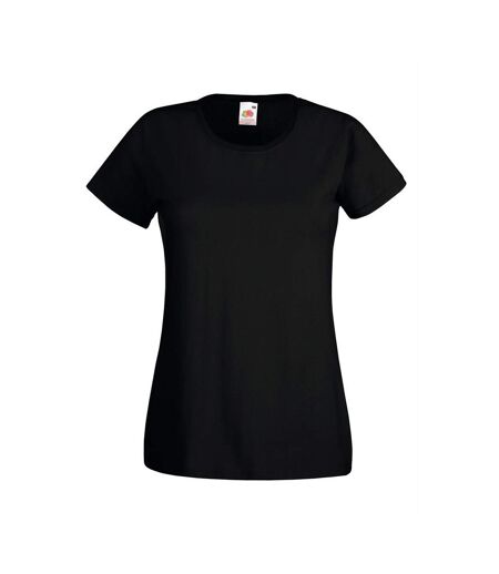 Womens/Ladies Value Fitted Short Sleeve Casual T-Shirt (Jet Black)