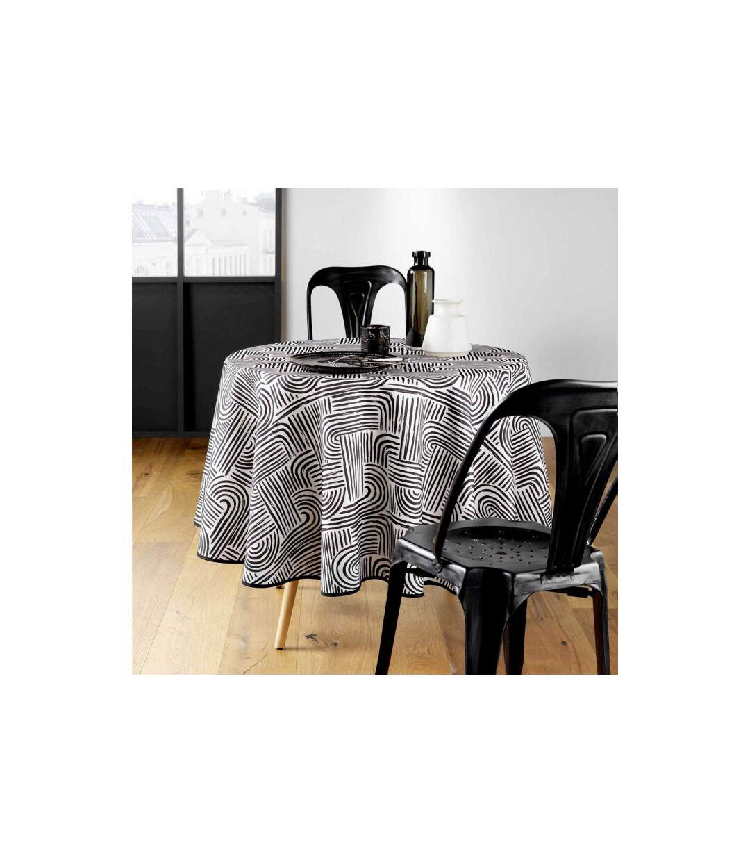 Nappe Ronde Imprimé Pandore 180cm Noir