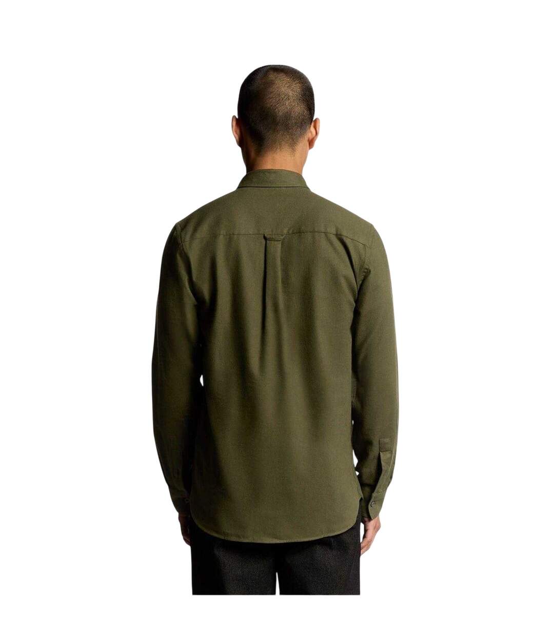 Chemise Unie Manches Longues À Boutons Homme Vert Kaki Lyle & Scott-3