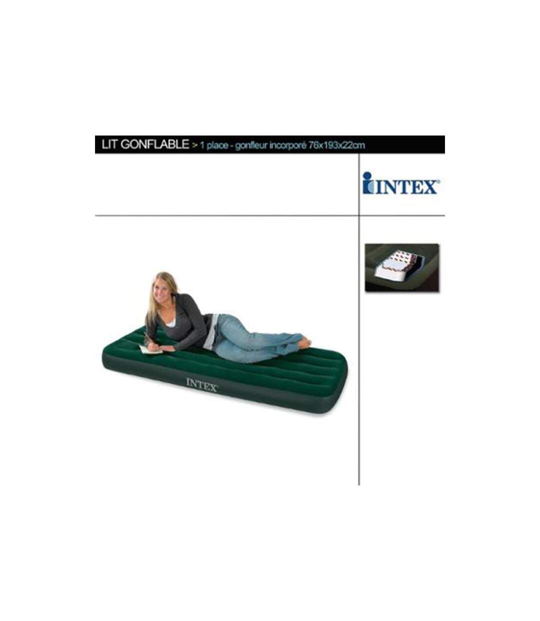 Matelas Gonflable 1 Personne & Gonfleur Airbed 191cm Vert-2