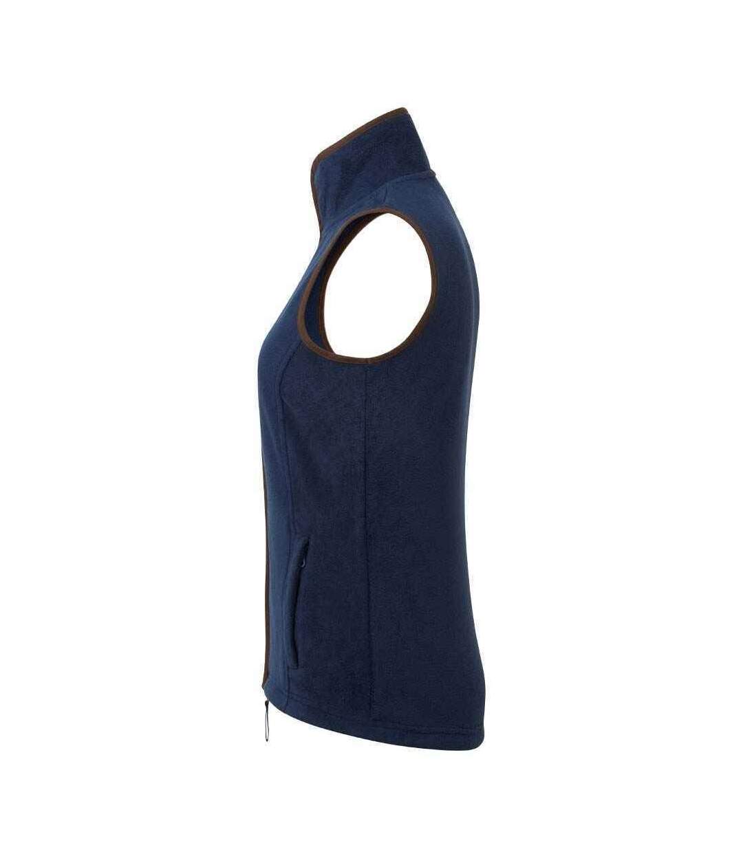 Womens/ladies artisan fleece gilet navy/brown Premier-2