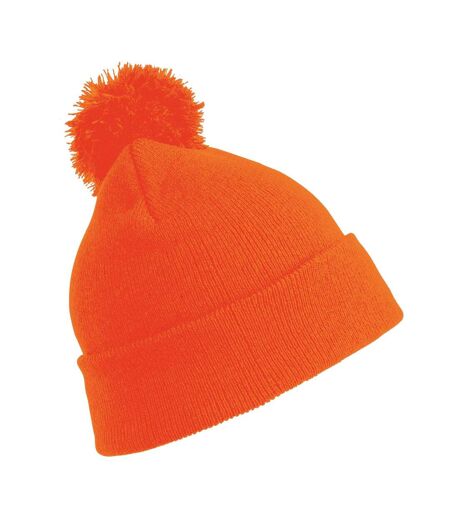 Childrens/kids winter essentials pom pom beanie fluorescent orange Result