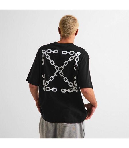 Mens Chain Print T-shirt Black Off White