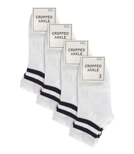 Sock Snob - Lot de 12 Socquettes Ray�es Pour Femme | Chaussettes Blanches Femme