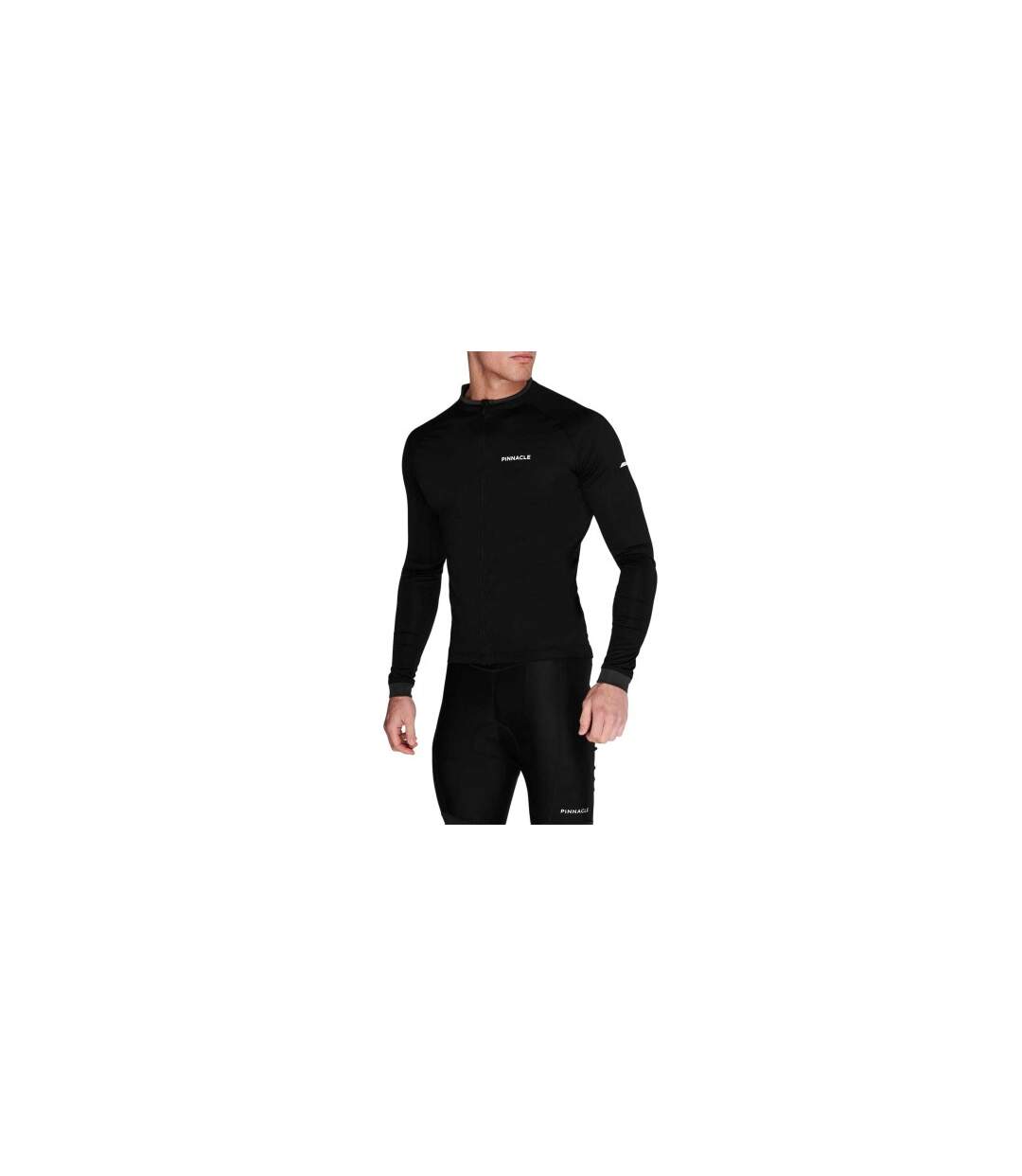 Mens Logo Long-sleeved Cycling Jersey Black Pinnacle-1