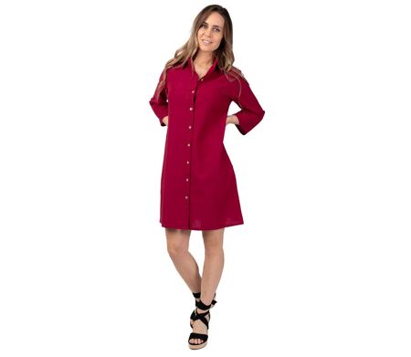 Robe chemise boutonnée CLAUDINE framboise Coton Du Monde