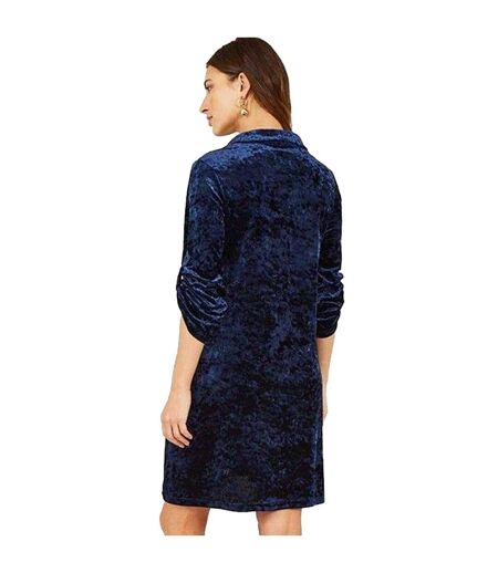Robe Tunique Manches Roulées Femme Bleu Marine Yumi