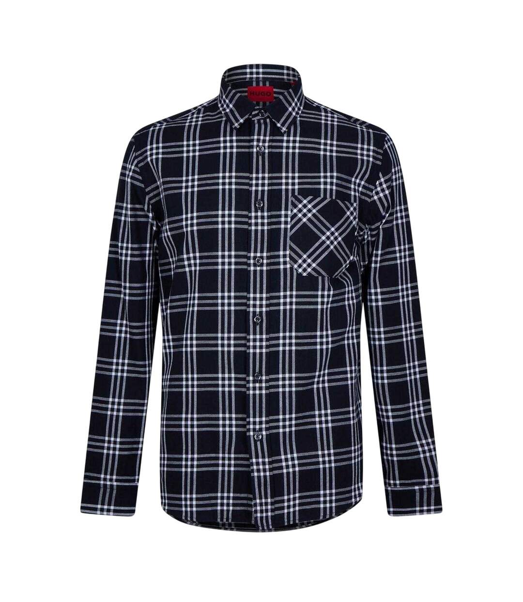 Mens Plaid Regular Long-sleeved Shirt Blue Black Hugo Boss-2